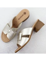 Dámské zlaté kožené žabky Remonte R8759-90