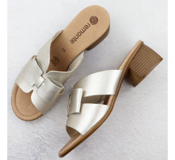 Dámské zlaté kožené žabky Remonte R8759-90