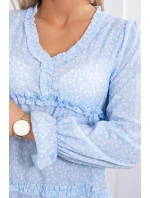 Šaty s ozdobnými volánky modré