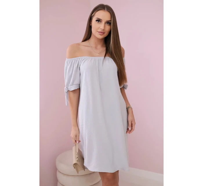 Šaty svázané na rukávech šedý