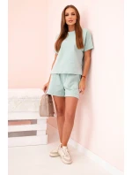Dámský punto set s krátkými rukávy a šortkami tmavá máta Dámský punto set s krátkými rukávy a šortkami tmavá máta
