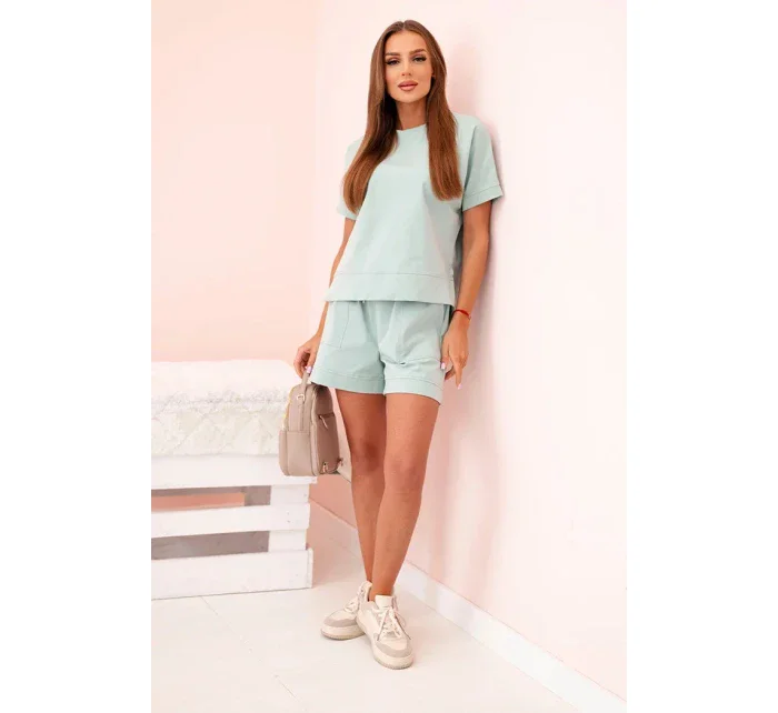 Dámský punto set s krátkými rukávy a šortkami tmavá máta Dámský punto set s krátkými rukávy a šortkami tmavá máta