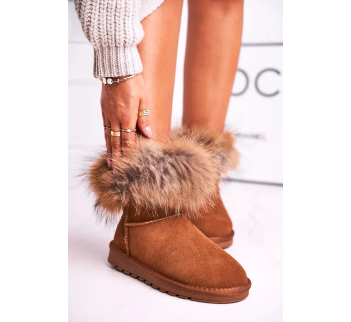 Dámské Kožené Sněhule S Kožešinou Camel model 21540431 - Boto Dámské Kožené Sněhule S Kožešinou Camel model 21540431 - Boto