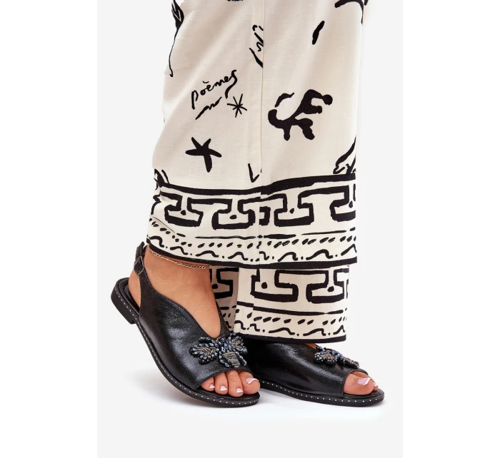 Lesklé Dámské Sandály S Dekorací Plné Černé model 21686853 - Boto Lesklé Dámské Sandály S Dekorací Plné Černé model 21686853 - Boto