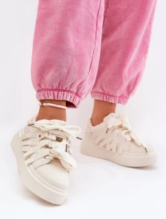 Eko Kožené Tenisky Na Platformě Béžové Penolle