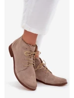 Semišové kotníkové boty na plochém podpatku Cappuccino Zazoo 4078