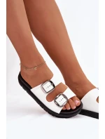 Dámské pantofle s klipsy na platformě bílé Elamas