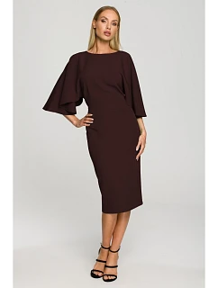 Šaty model 22313106 s kimono rukávy – hnědé - Moe