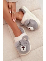 Dámské chlupaté papuče s motivem medvídka – šedé Galine Dámské chlupaté papuče s motivem medvídka – šedé Galine