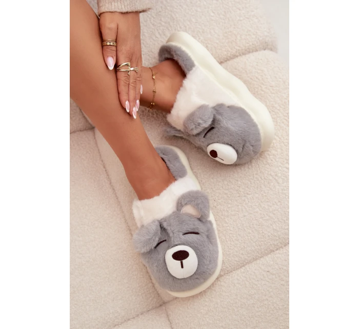 Dámské chlupaté papuče s motivem medvídka – šedé Galine Dámské chlupaté papuče s motivem medvídka – šedé Galine