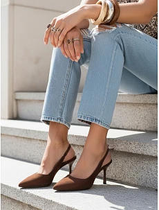 Dámské semišové sandály ZY1385 hnědé- FashionStreet