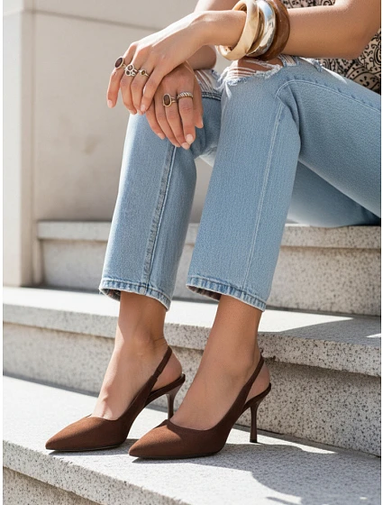 Dámské semišové sandály ZY1385 hnědé- FashionStreet