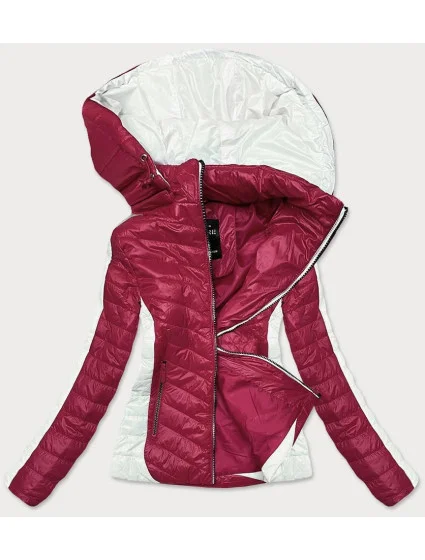 Dvoubarevná červeno/ecru dámská bunda s kapucí (6318) Dvoubarevná červeno/ecru dámská bunda s kapucí (6318)