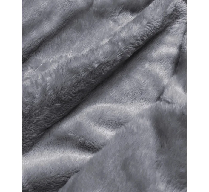 Světle modro-šedá dámská džínová bunda s kožešinovou odepínací podšívkou (br9588-5009) Světle modro-šedá dámská džínová bunda s kožešinovou odepínací podšívkou (br9588-5009)