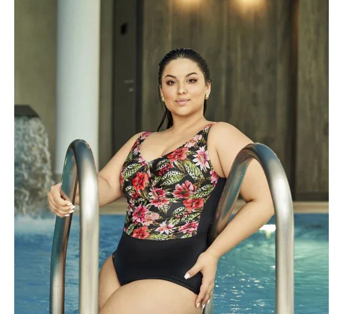 Dámské jednodílné plavky 60 black Floral - AVA Dámské jednodílné plavky 60 black Floral - AVA