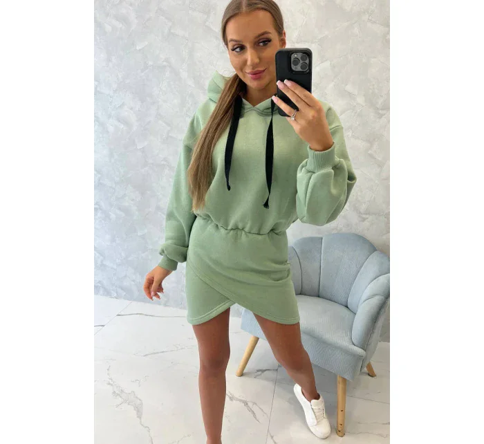 Zateplené šaty s obálkovým model 18752812 tmavě mátové barvy - K-Fashion Zateplené šaty s obálkovým model 18752812 tmavě mátové barvy - K-Fashion