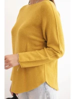Dámský svetr z viskózy s dlouhým rukávem a kulatým výstřihem hořčicový