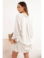 Dámský viskózový komplet košile s knoflíky a volné kraťasy béžový