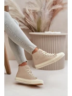 Dámské Tenisky Z Eko Kůže Béžové Big Star OO274934 Dámské Tenisky Z Eko Kůže Béžové Big Star OO274934