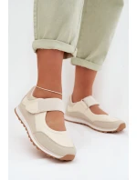 Sportovní dámské polobotky na suchý zip Béžové model 22026561 - EVENTO