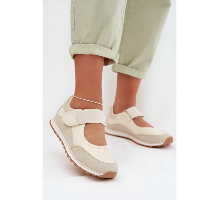 Sportovní dámské polobotky na suchý zip Béžové model 22026561 - EVENTO