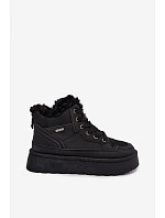 Dámské zimní boty na šněrování s kožíškem Big Star model 22539767 Černé - Big Star Shoes Dámské zimní boty na šněrování s kožíškem Big Star model 22539767 Černé - Big Star Shoes