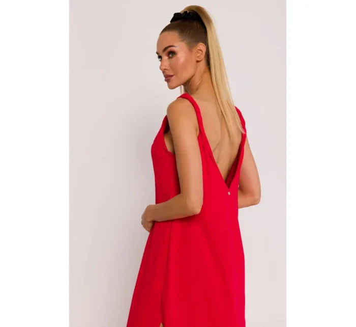model 19660986 Maxi šaty s hlubokým výstřihem do V červené - Moe