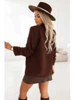 model 21796735 Dámské klasické sako s nabíranými rukávy čokoládové - numoco basic