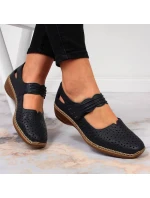 W model 22008934 tmavě modrá kožená polobotka - Rieker