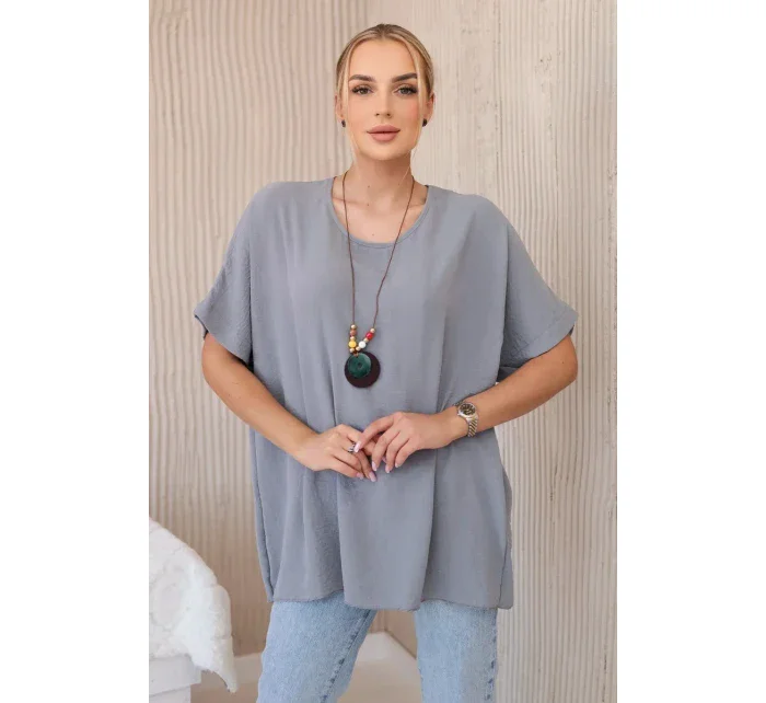 Oversized halenka s přívěskem šedý