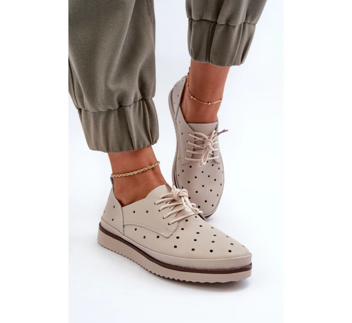 Bílé dámské kožené polobotky model 21655704 - S.Barski