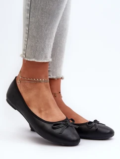Baletky z ekologické kůže s černou mašlí