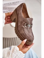 Zazoo 20175 Dámské polobotky na podpatku Přírodní kůže Tmavě béžové