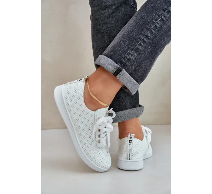 Dámské Ažurové Šněrovací Tenisky Světle Béžové model 21684935 - Boto Dámské Ažurové Šněrovací Tenisky Světle Béžové model 21684935 - Boto