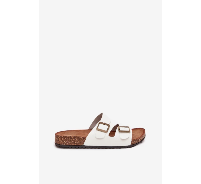 Dámské Pantofle Na Korkové Platformě S Přezkami Bílé Vesina Dámské Pantofle Na Korkové Platformě S Přezkami Bílé Vesina