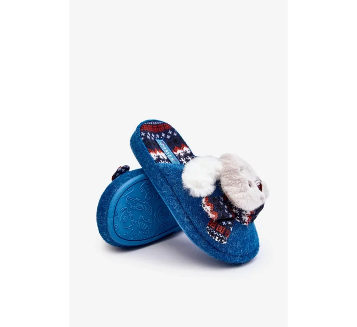 Dětské papuče na silné podrážce s medvídkem, modré, Dasca Dětské papuče na silné podrážce s medvídkem, modré, Dasca