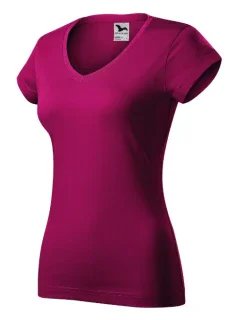 Fit V-neck tričko dámské fuchsia red