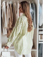 Dámské oversize tričko s prodlouženým zadním dílem SAMONE v zeleno-bílých pruzích FashionStreet DY0460