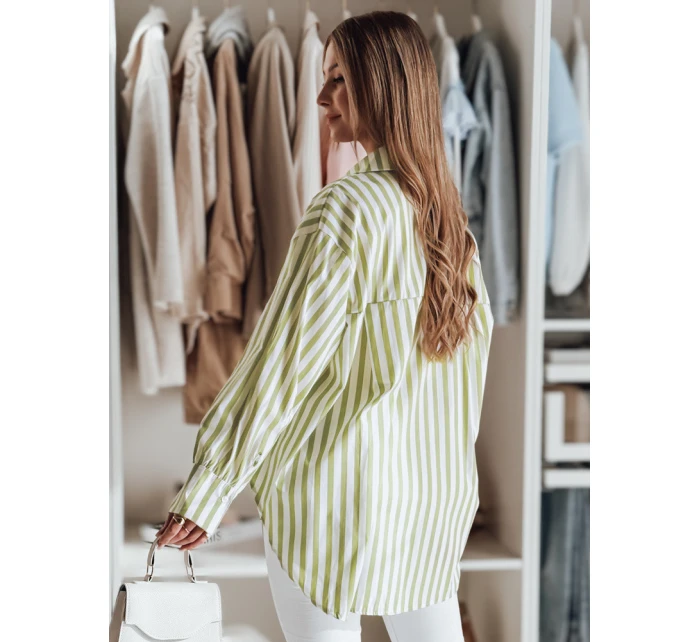 Dámské oversize tričko s prodlouženým zadním dílem SAMONE v zeleno-bílých pruzích FashionStreet DY0460