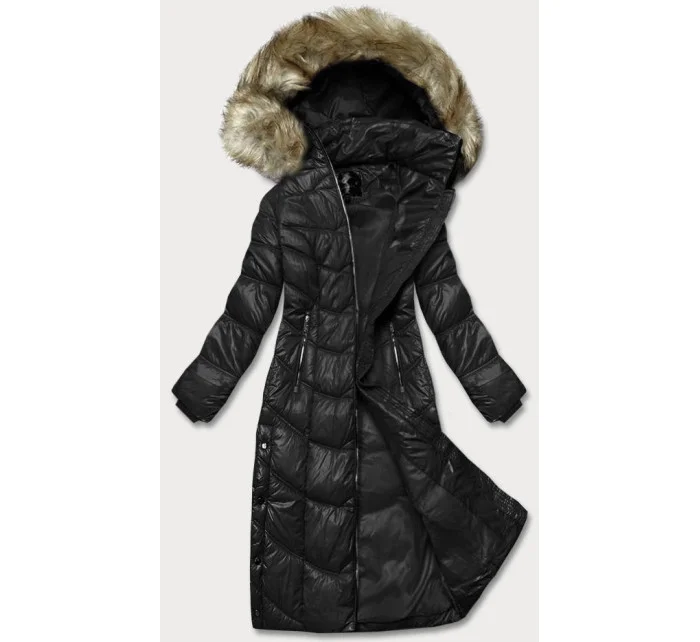 Lehká černá dlouhá dámská bunda (H-203)