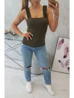 Halenka s nařasenými ramínky v barvě khaki Halenka s nařasenými ramínky v barvě khaki