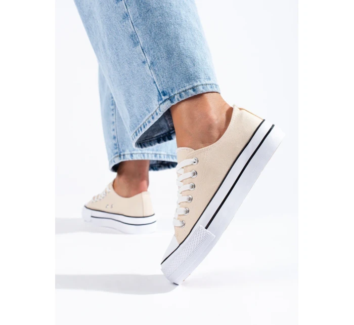 Módní hnědé dámské tenisky bez podpatku Módní hnědé dámské tenisky bez podpatku