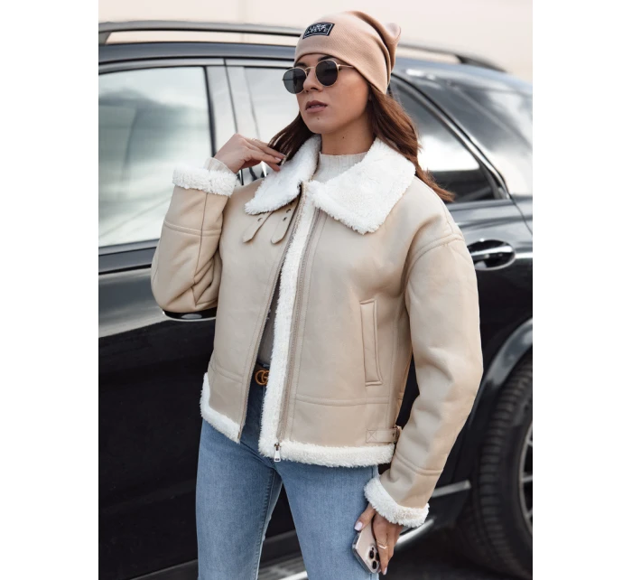 Dámská kožená bunda s ovčí kůží Dstreet beige model 21981561 - FashionStreet