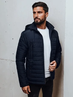 Pánská přechodná prošívaná bunda s kapucí tmavě modrá FashionStreet TX5008