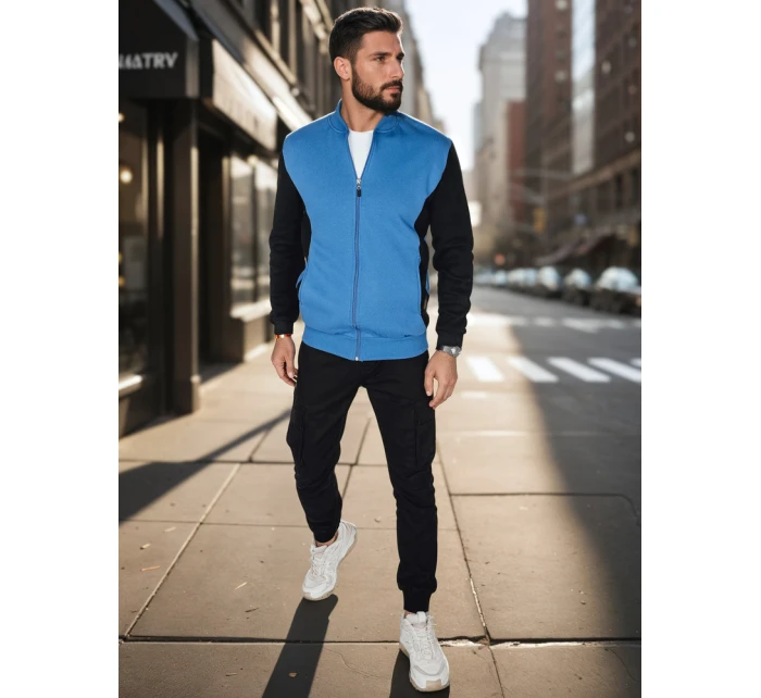 Pánská mikina na zip se stojáčkem modrá FashionStreet BX5905