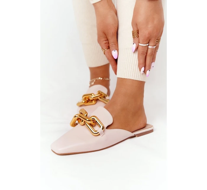 Dámské Nazouváky S řetízkem Béžové model 21549937 On Me - Boto Dámské Nazouváky S řetízkem Béžové model 21549937 On Me - Boto