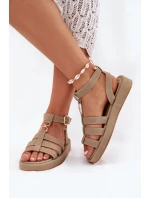 Dámské Sandály Na Platformě Se Zlatým Detalem Khaki model 21699019 - Boto Dámské Sandály Na Platformě Se Zlatým Detalem Khaki model 21699019 - Boto