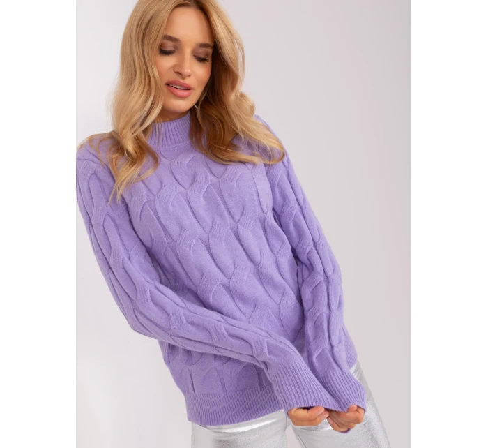 Sweter AT SW model 18955221 jasny fioletowy - FPrice Sweter AT SW model 18955221 jasny fioletowy - FPrice