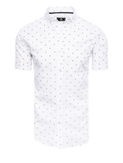 Dstreet pánská bílá košile s krátkým rukávem KX1031