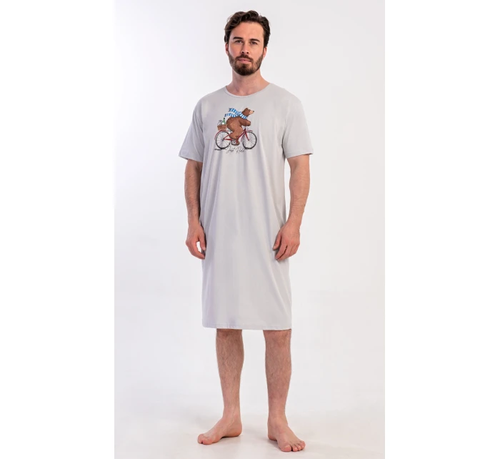 Pánská noční košile s krátkým rukávem Méďa na kole